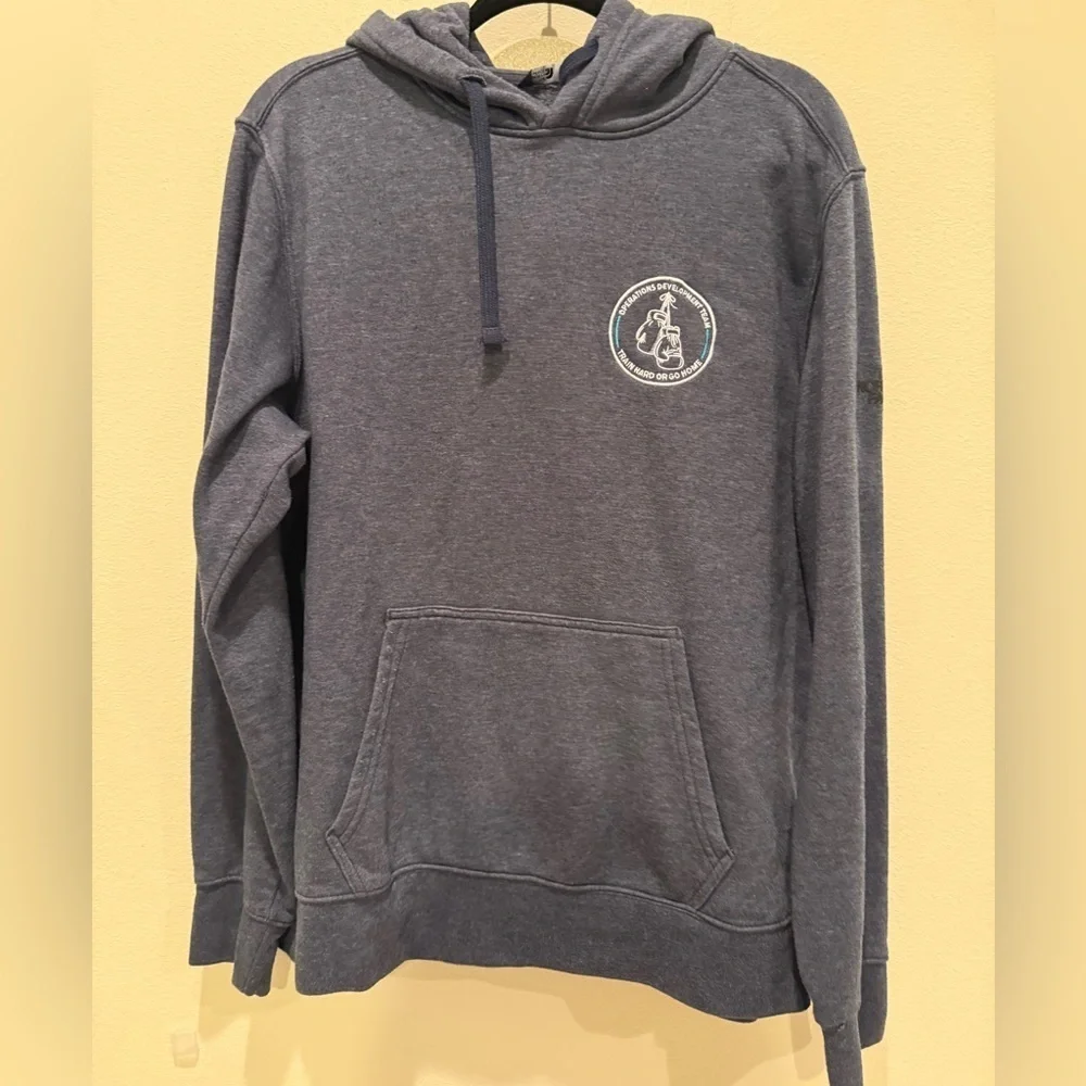 North Face Classic Blue Gray Hoodie with Logo